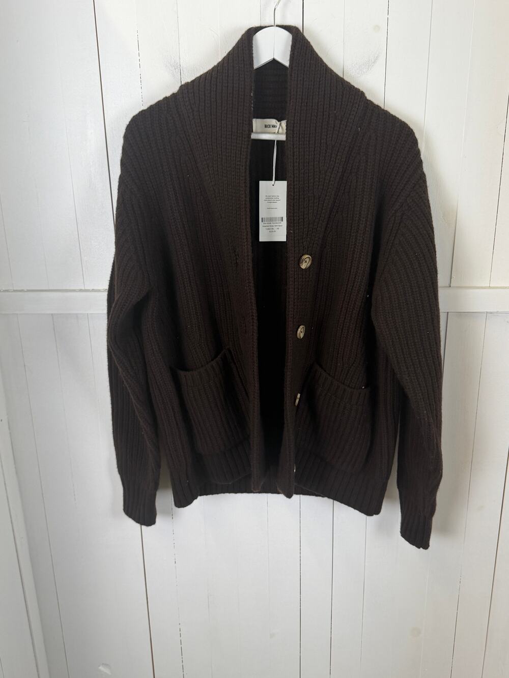 BUCK MASON Brown Cotton Cardigan Sweater XS NWT Imperfect